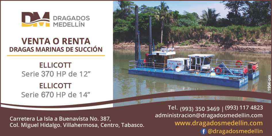 Venta o Renta DRAGAS MARINAS DE SUCCION, ELLICOTT Serie 370 HP de 12" Y Serie 370 HP de 14".