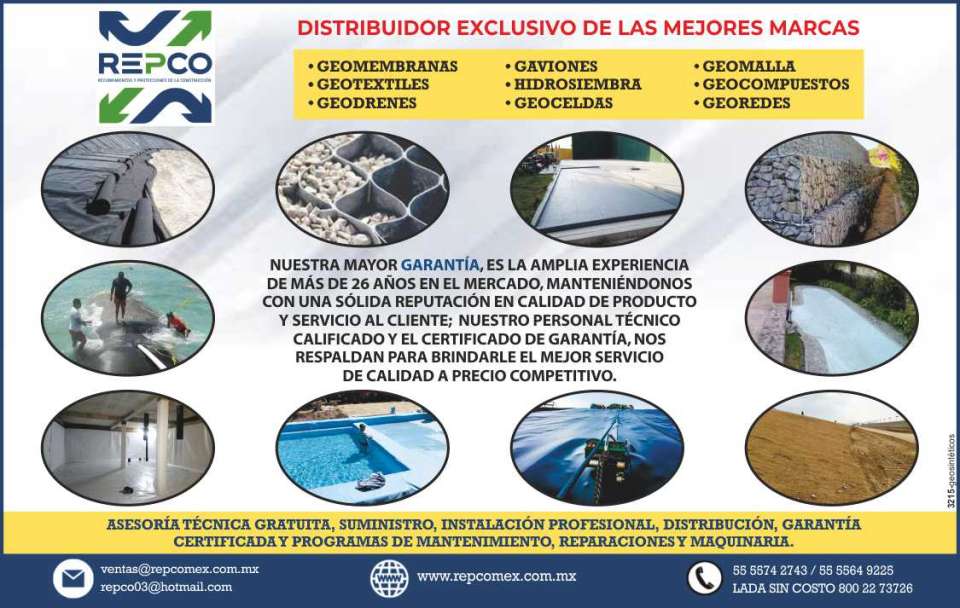 Geosinteticos. Recubrimientos y Protecciones para la Construccion. Geomembranas, Geotextiles, Geodrenes, Gaviones, Hidrosiembra, Geoceldas, Geomallas, Geocompuestos, Georedes.