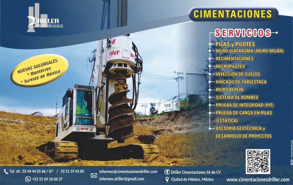 Foundations, Piles and Piles, Diaphragm Wall, Foundations, Micropiles, Soil Injection, Sheet Piling, Berlin Wall, Pumping System, PIT, Load Test in Piles.