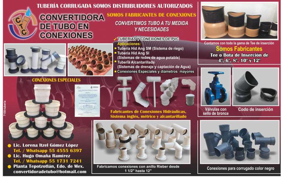 Agua y Drenaje, Tuberias de polietileno corrugado, Tuberias y conexiones de pvc, Conexiones con anillo rieber, Valvulas con sello de bronce, Codo de insercion, Conexiones para corrugado color negro