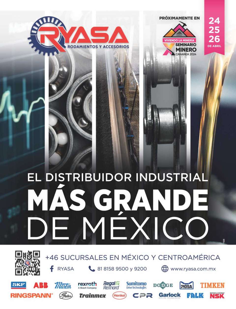 Distribucion y Comercializacion de Rodamientos, Bandas, Retenes, Motores, Reductores, Chumaceras, Cadenas, Coples, Sprockets, Transportadores, Sistemas de Lubricacion. Suc. Mexico y Centroamerica