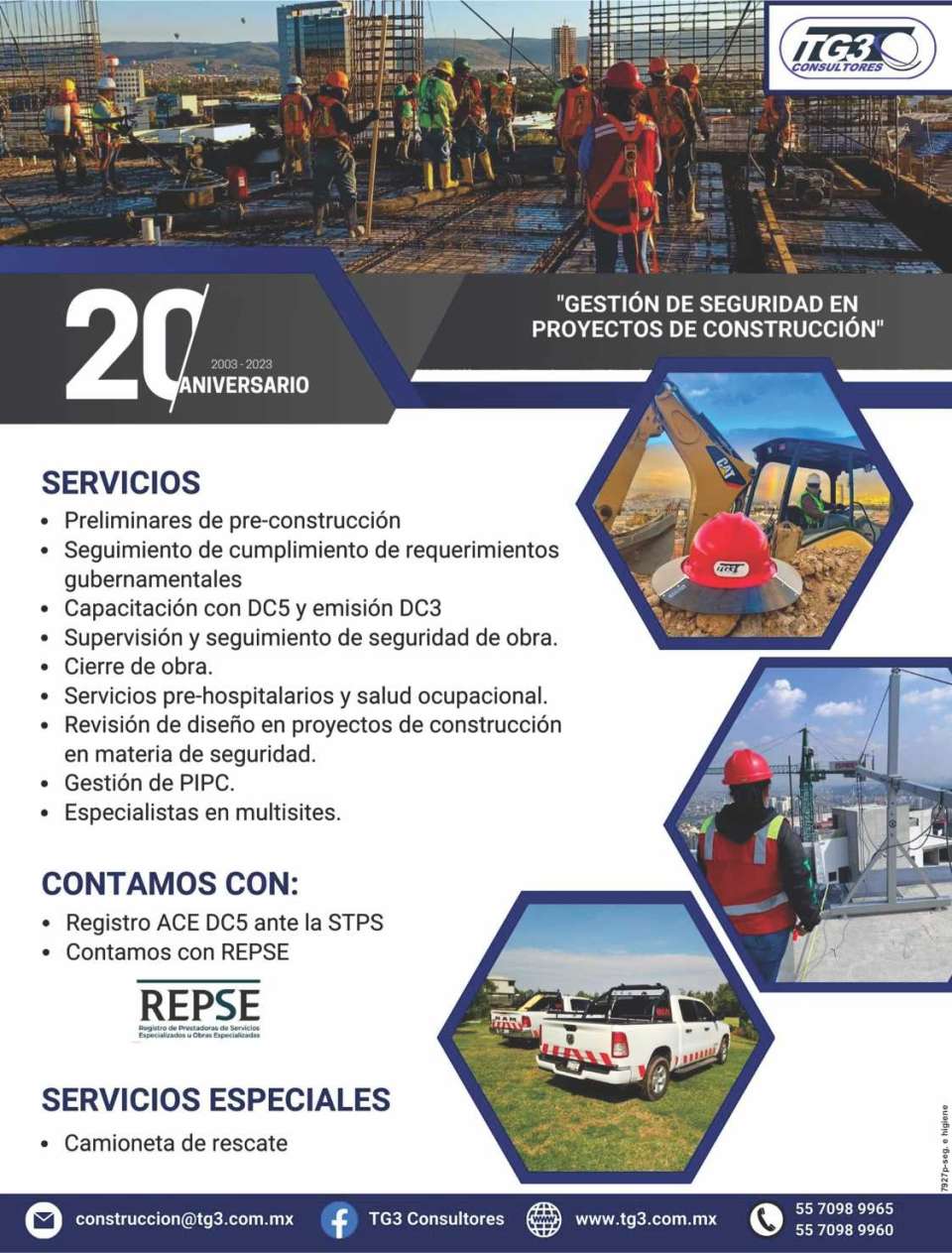 Gestion de Seguridad en Proyectos de Construccion, Servicios Especiales. Preliminares de Pre Construccion, Seguimiento de cumplimiento de requerimientos gubernamentales. Cierre de obra.