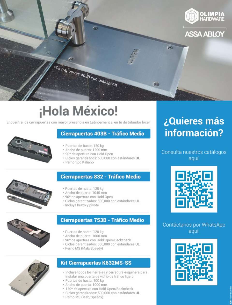 Encuentra los CIERRAPUERTAS con mayor presencia en Latinoamerica, en tu distribuidor local. OLIMPIA HARDWARE - ASSA ABLOY La marca de cierrapuertas, herrajes y accesorios lider en Latinoamerica.