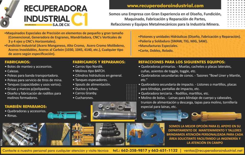 Maquinados Especiales de Precision. Fundicion Industrial. Pistones y Unidades Hidraulicas. Paileria y Soldadura. Manufacturas Especiales. Corte, Doblez y Rolado. Reparamos Quebradoras, Rimas.