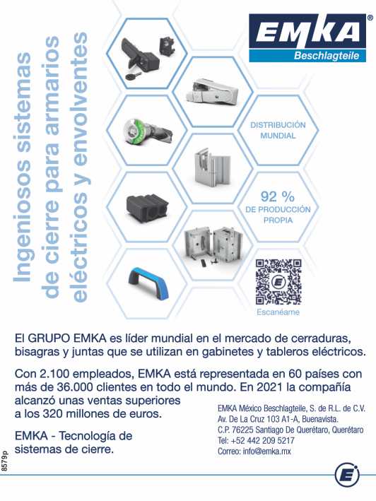 Ingeniosos SISTEMAS DE CIERRE para armarios electricos y envolventes. Grupo EMKA es lider mundial en el mercado de Cerraduras, Bisagras y Juntas que se utilizan en gabinetes y tableros electricos.