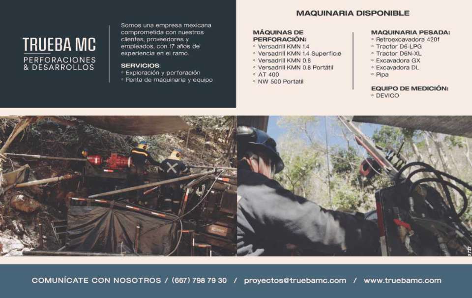 Drilling and development, rental of machinery and equipment, internal and external mine exploration