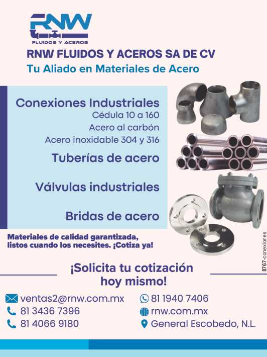 Conexiones Industriales-cedula 10 a 160, acero al carbon, acero inoxidable 304 y 316. Tuberia de Acero. Valvulas Industriales, Bridas de Acero. Materiales de calidad garantizada.